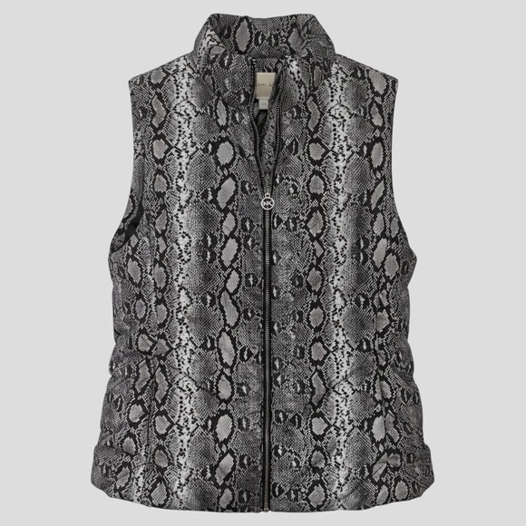 Michael Kors Jackets & Blazers - MICHAEL by MICHAEL‎ KORS Black And White Snake Print Quilted Puffer Vest